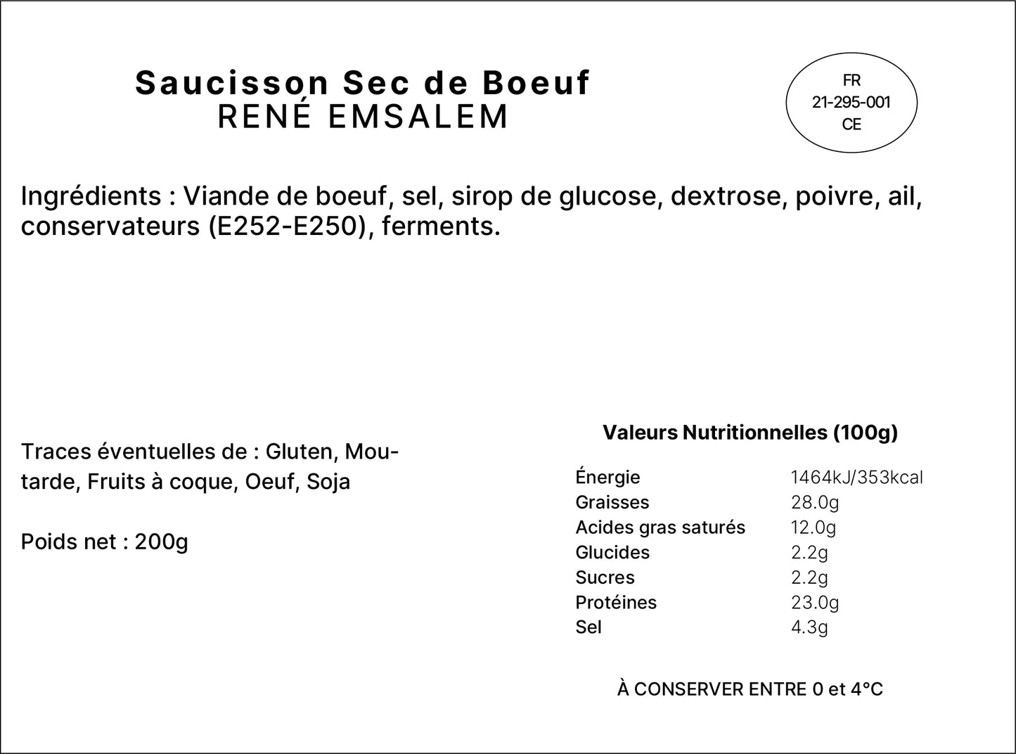 Saucisson Sec de Boeuf - 200 gr