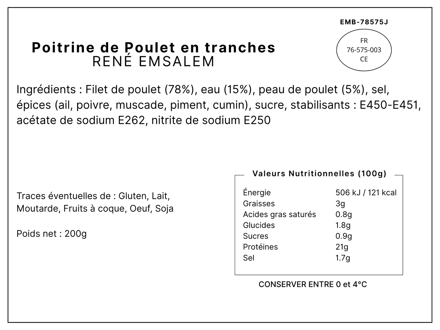 Poitrine de Poulet en tranches