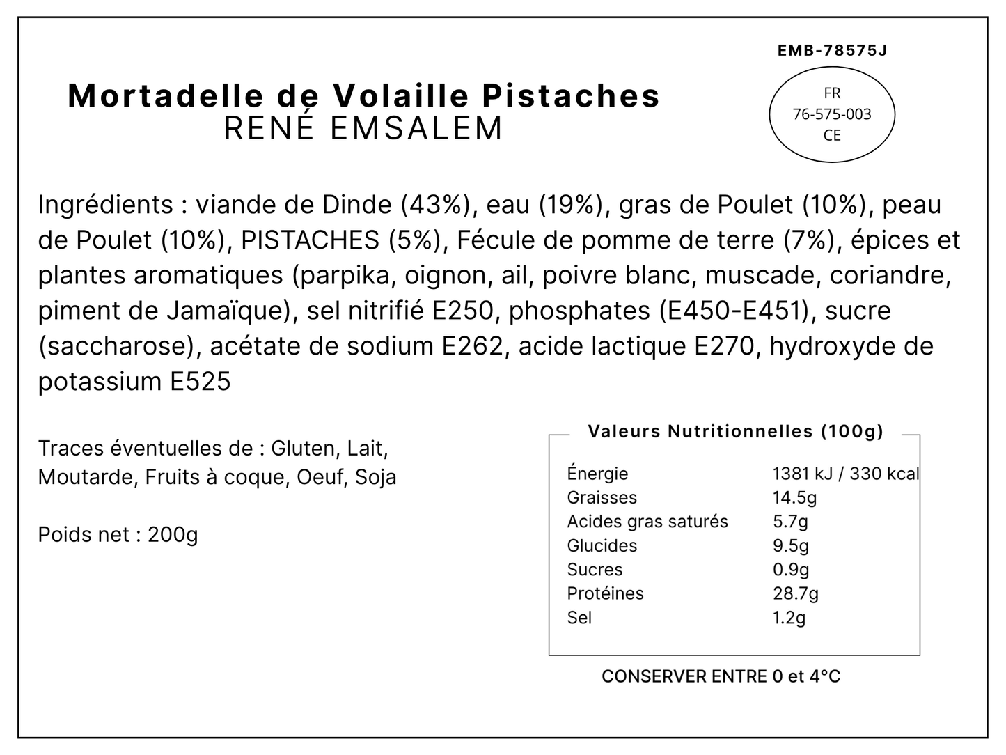 Mortadelle de Volaille aux Pistaches