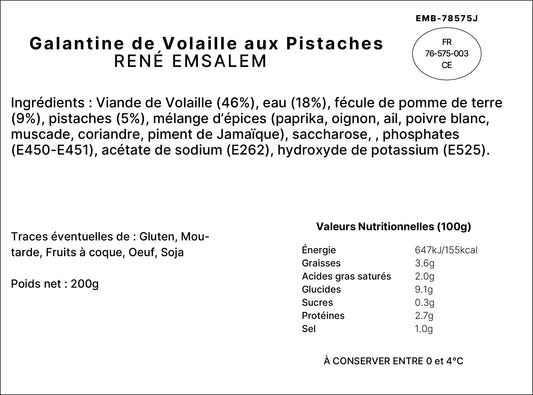 Galantine de Volaille aux Pistaches - 200gr