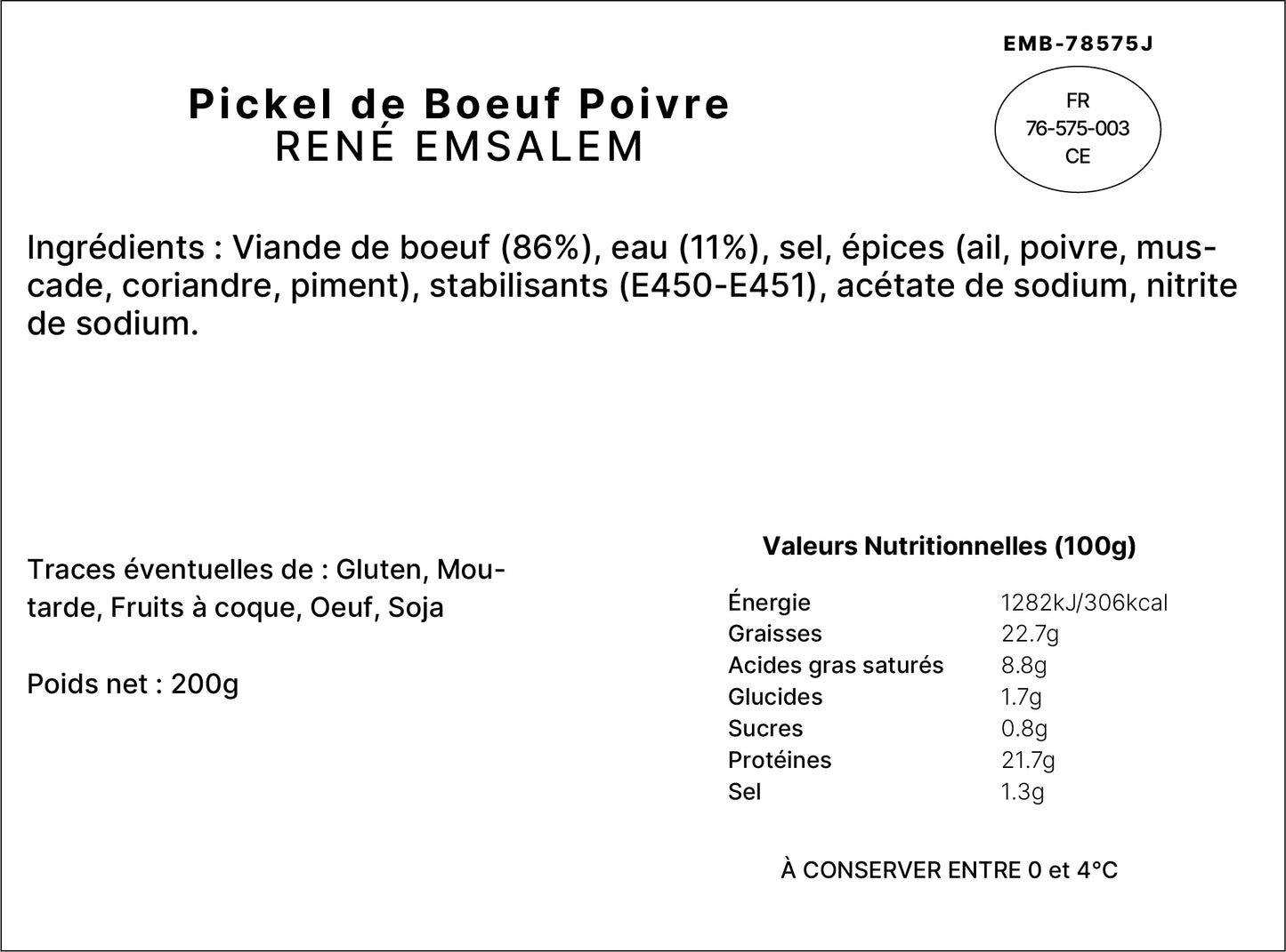 Pickel de Boeuf au Poivre - 200gr