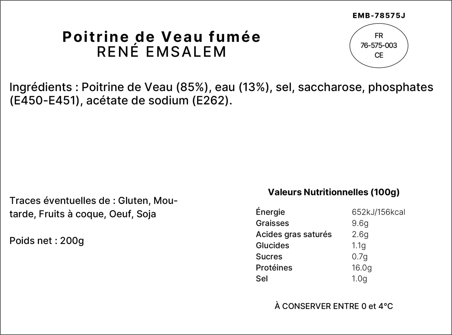 Poitrine de Veau fumée - 200gr