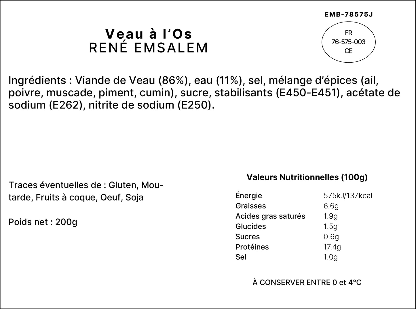 Veau à l'os - 200gr