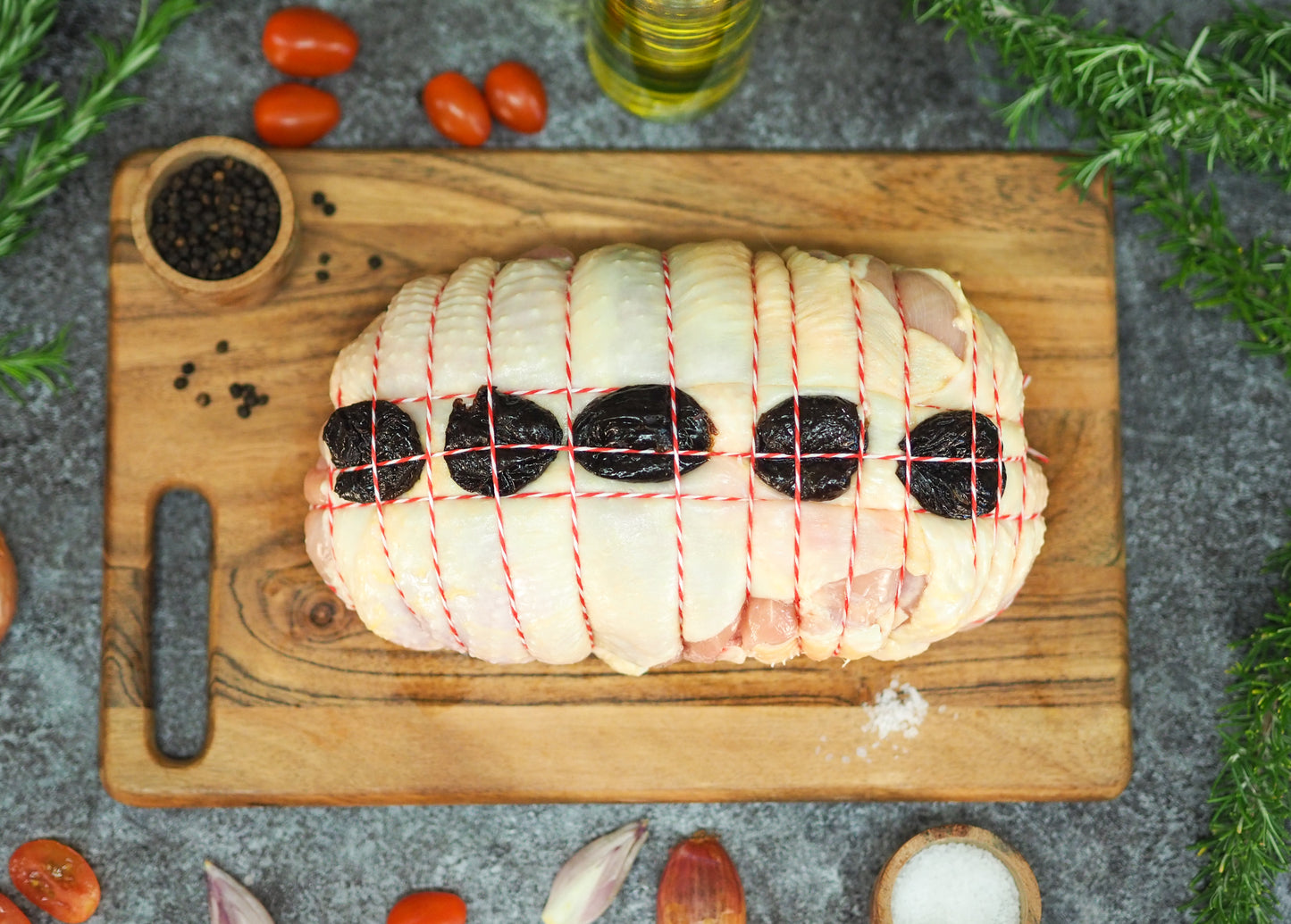 Rôti de poulet farci aux pruneaux